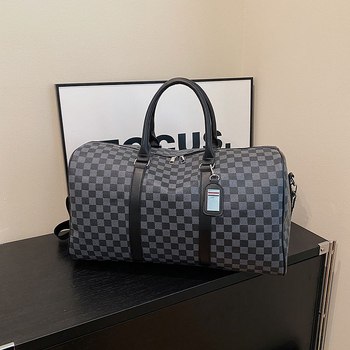 Мъжка пътна чанта – каре шарка, Oxford платно, съвместима с 15-инчов лаптоп, износоустойчива, полиестрова облицовка