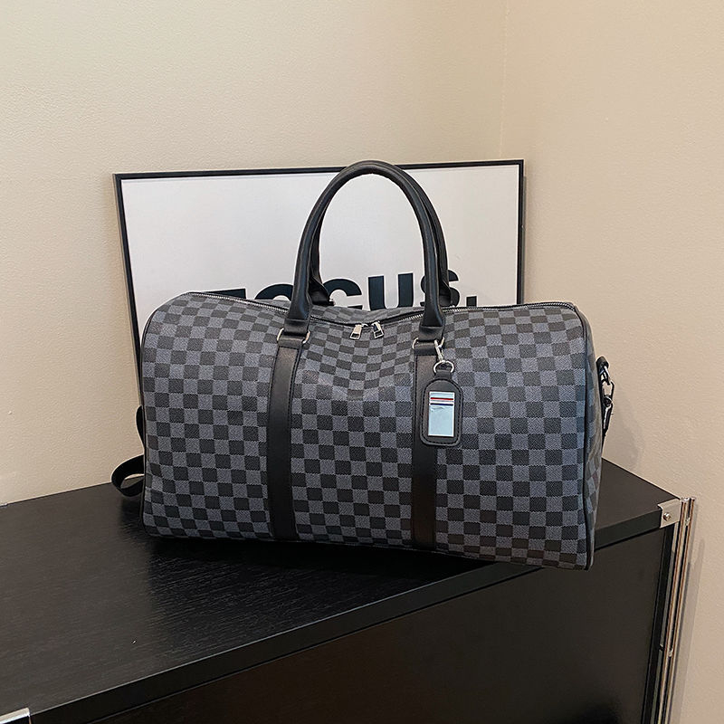 Мъжка пътна чанта – каре шарка, Oxford платно, съвместима с 15-инчов лаптоп, износоустойчива, полиестрова облицовка