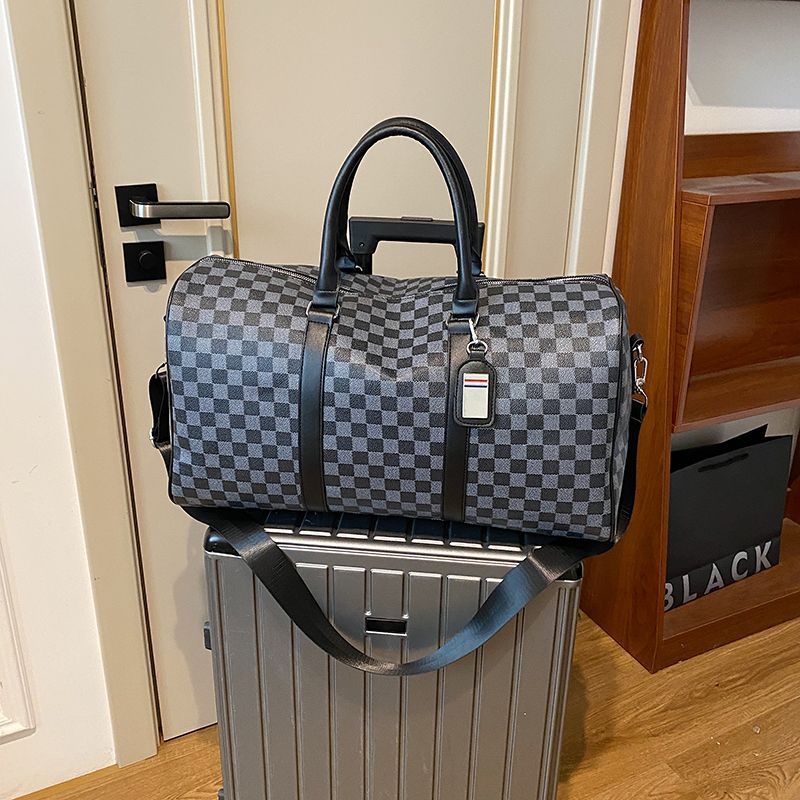 Мъжка пътна чанта – каре шарка, Oxford платно, съвместима с 15-инчов лаптоп, износоустойчива, полиестрова облицовка