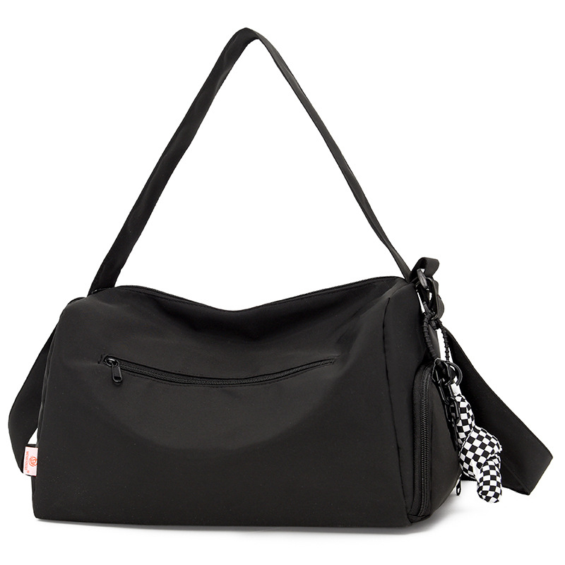 Чанта за фитнес с печат на лого, чанта за пътуване с голям капацитет, отделение за обувки, разделение сухо/мокро, изработена от оксфордски плат