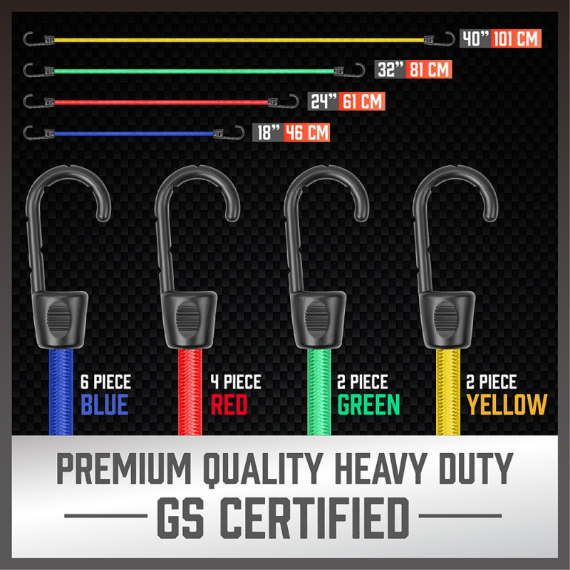 Wanying Комплект еластични въжета за багаж и екипировка – носимост 50 кг; полипропиленово влакно с гумено филаментно влакно; включва 1,35 м планинско въже с катарама, 30 комплекта багажни въжета, 10×25 см мини латексни въжета 4 мм, 32 барабанни въжета