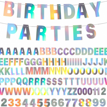 87 γράμματα σε μπάνερ από γυαλιστερό χαρτί για διακόσμηση πάρτι, μοντέρνο στυλ