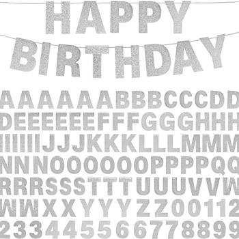 87 γράμματα σε μπάνερ από γυαλιστερό χαρτί για διακόσμηση πάρτι, μοντέρνο στυλ