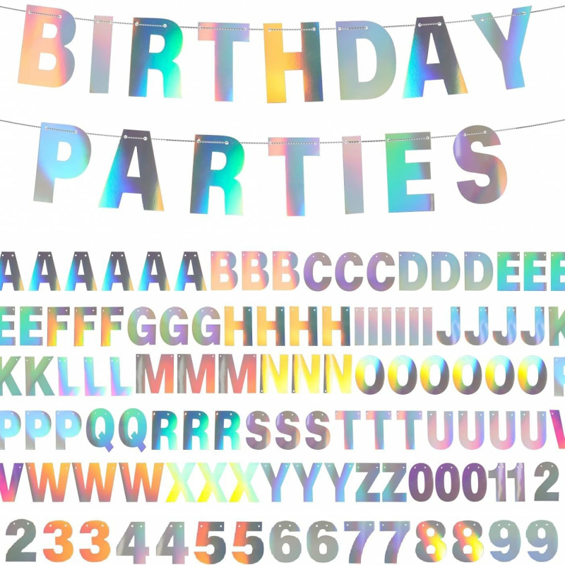 87 betűs glitter papírzászlófüzér parti dekorációhoz, modern stílus