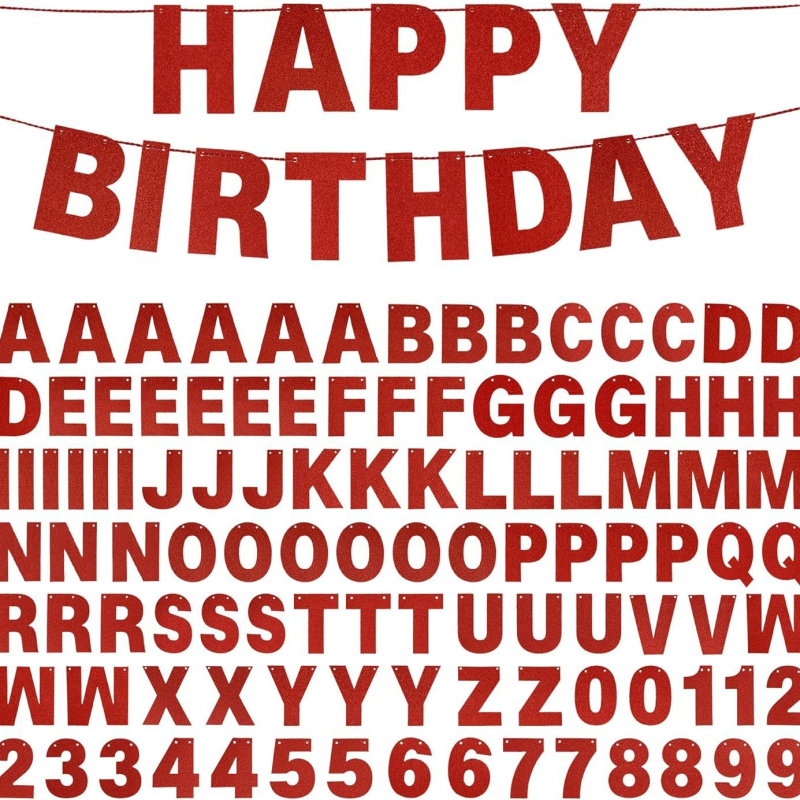 87 betűs glitter papírzászlófüzér parti dekorációhoz, modern stílus
