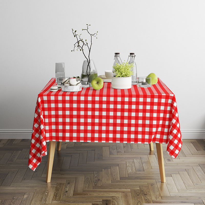 Vienkartinė staltiesė iš PE plastiko, languotas raštas, stačiakampė forma, storis 0,04, logotipo spauda