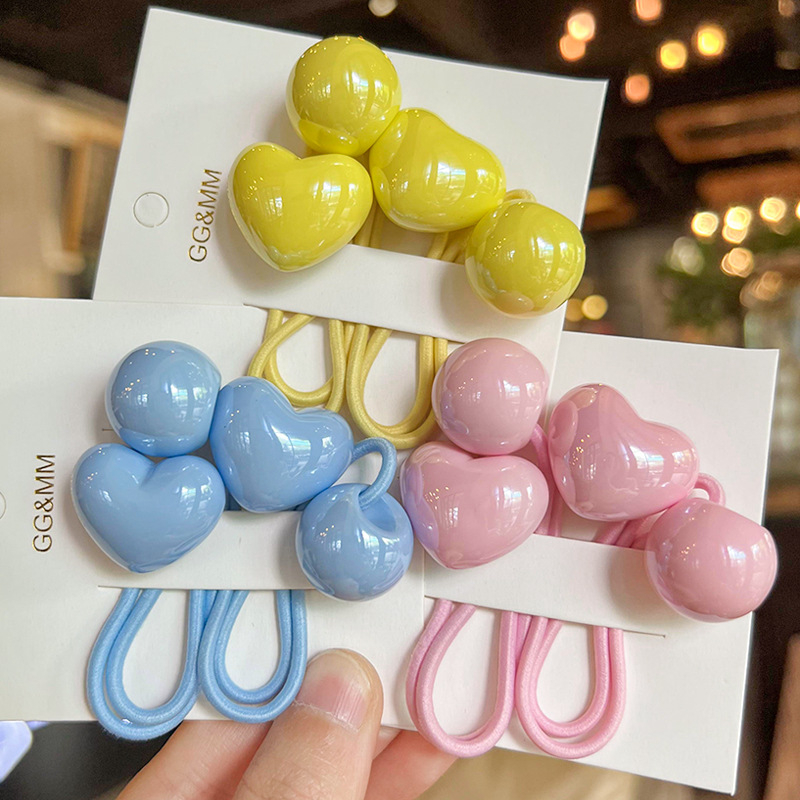 Set dodataka za kosu s motivom srca, korejski stil, akril, ručna izrada, za djecu od 3 do 10 godina