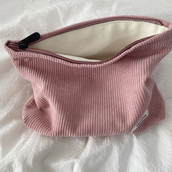 Corduroy καλλυντική τσάντα, κυβικού σχήματος, πολυλειτουργική οργάνωση καλλυντικών για ταξίδια