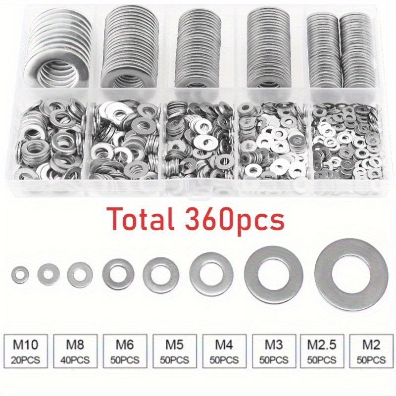 Lapos alátétek készlet, 180 db, DIN125, nikkel bevonat, minőség 4.8, osztály A