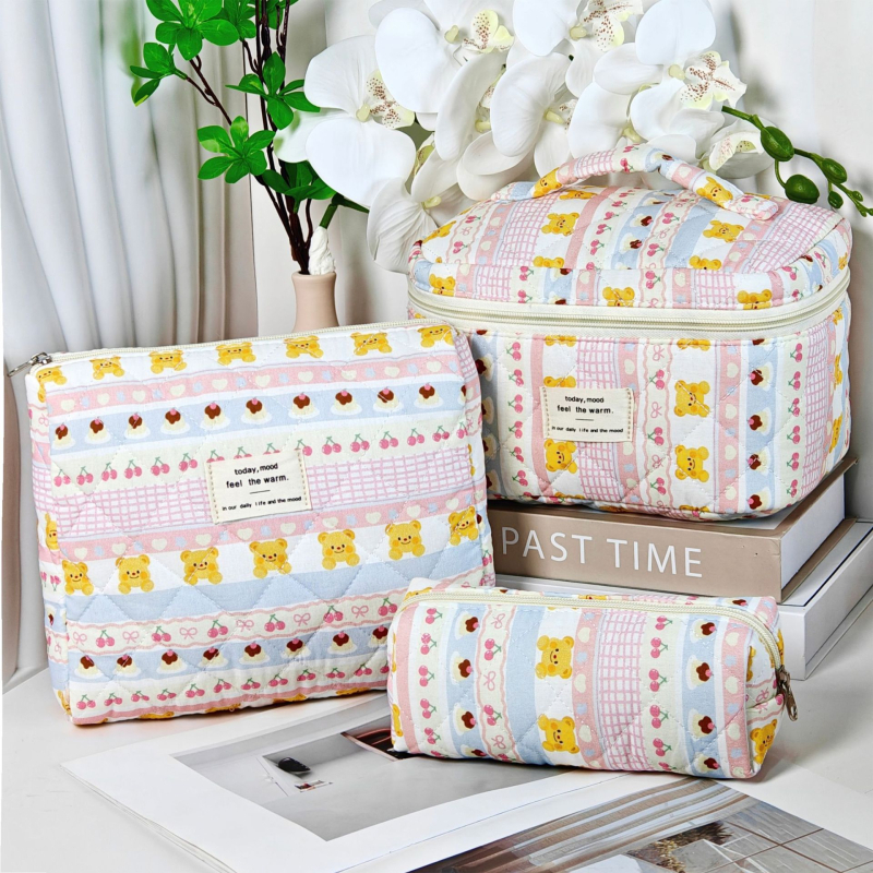 Kozmetikai táska leopard mintás quiltelt dizájnnal, szigetelt, ultrakönnyű, nagy kapacitású, hordozható