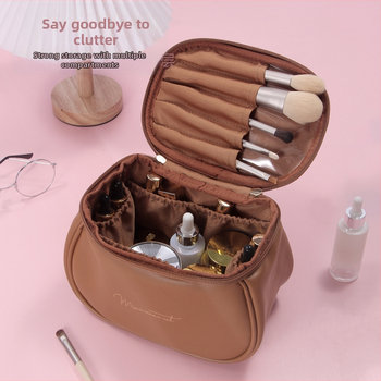 Унисекс козметична чанта за пътуване, PU кожа, градски минималистичен стил, водоустойчива, шарка с букви, подплата полиестер