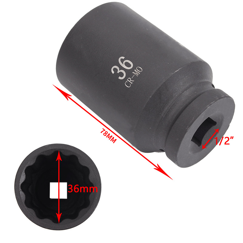 8 части 1/2-инчов пневматичен комплект торцеви гнезда с 12 ъгъла за ударен гайковерт — хром молибденова сплав