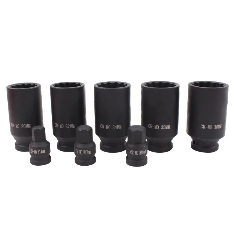 8 части 1/2-инчов пневматичен комплект торцеви гнезда с 12 ъгъла за ударен гайковерт — хром молибденова сплав