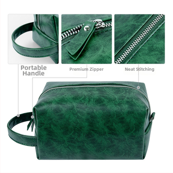 Чанта за грим от PU кожа, ретро стил, голям капацитет, водоустойчива, преносима