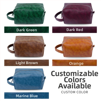 Чанта за грим от PU кожа, ретро стил, голям капацитет, водоустойчива, преносима