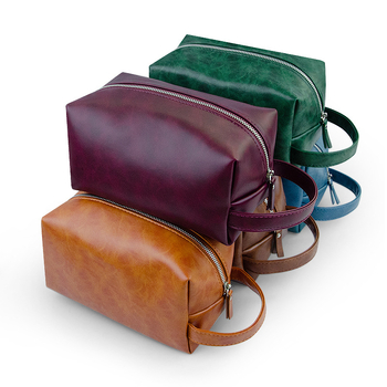 Чанта за грим от PU кожа, ретро стил, голям капацитет, водоустойчива, преносима