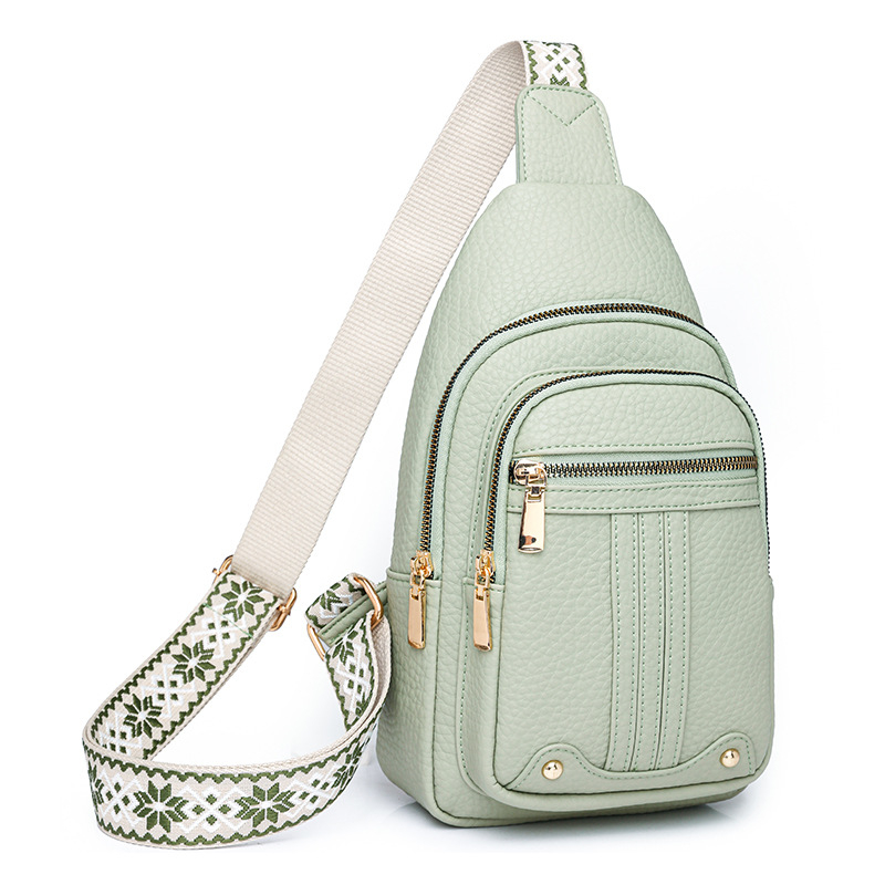 PU τσάντα για το στήθος με ιμάντα crossbody, μεγάλη χωρητικότητα, κλείσιμο με φερμουάρ, εσωτερικές θήκες (θήκη με φερμουάρ, θήκη κινητού, θήκη ταυτότητας)