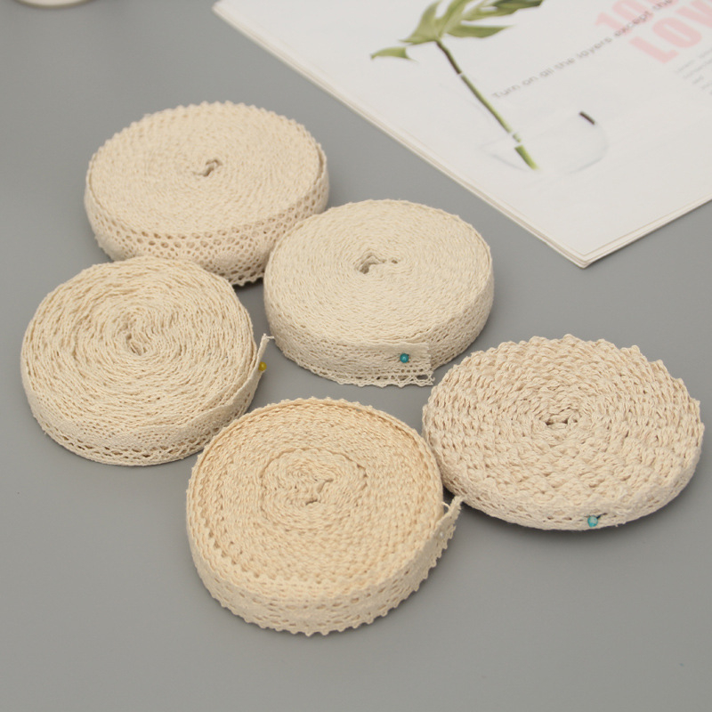 Pamut csipke ágyneműhöz és lakástextíliákhoz, DIY Wemo márka, 10 yardos tekercs, pamutfonal, súlyváltozatok: 36 g, 56 g, 35 g, 43 g, 70 g