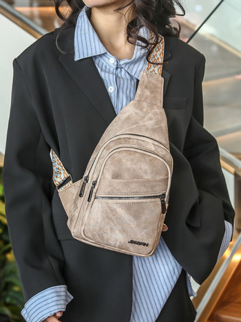 Τσάντα στήθους από μαλακό PU δέρμα, Άνοιξη 2024, κλείσιμο με φερμουάρ, εσωτερικές θήκες: κρυφή θήκη με φερμουάρ, θήκη για κινητό, θήκη για ταυτότητα