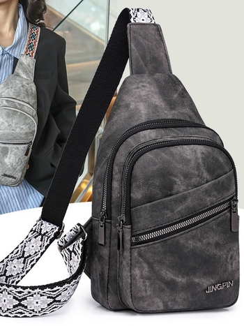 Τσάντα στήθους από μαλακό PU δέρμα, Άνοιξη 2024, κλείσιμο με φερμουάρ, εσωτερικές θήκες: κρυφή θήκη με φερμουάρ, θήκη για κινητό, θήκη για ταυτότητα