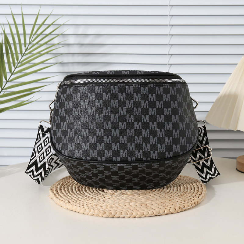 Torba za rame od PU materijala, okrugli bucket oblik, zatvarač, džep za mobitel