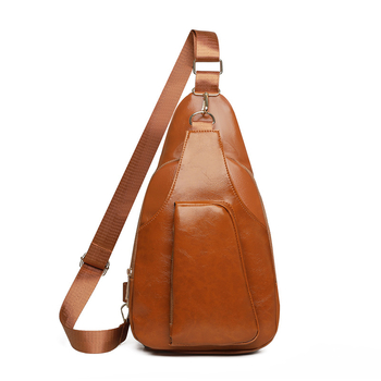 Мъжка чанта за гърдите, урбан стил, PU материал, дишаща, подплата от полиестер, Пролет 2025