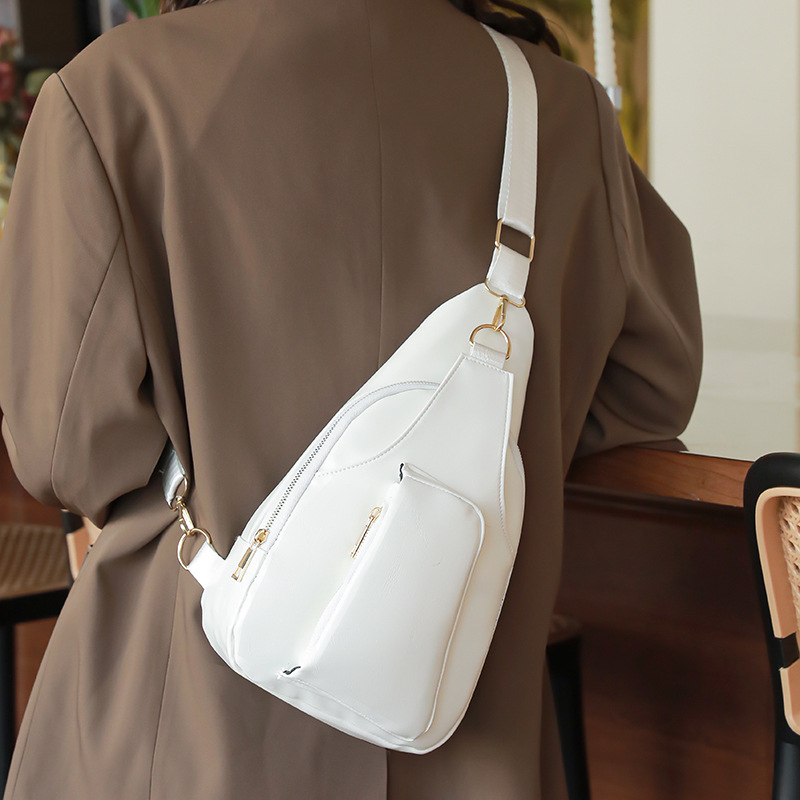 Geantă pentru piept bărbați, stil urban minimalist, material PU, respirabil, căptușeală poliester, Primăvara 2025