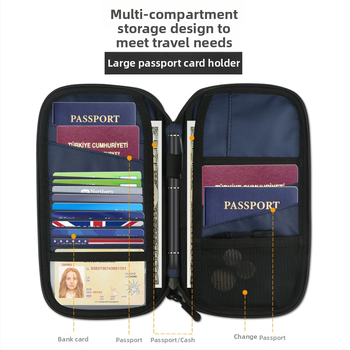 Θήκη διαβατηρίου και καρτών με προστασία κατά κλοπής, Oxford ύφασμα, ριγέ σχέδιο, επένδυση νάιλον