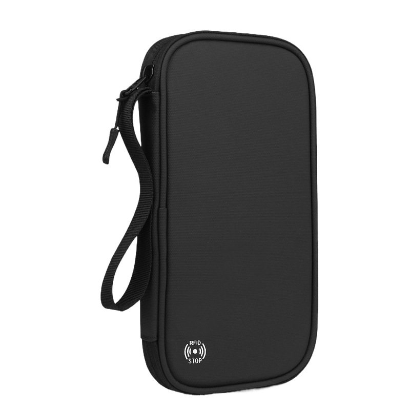 Θήκη διαβατηρίου και καρτών με προστασία κατά κλοπής, Oxford ύφασμα, ριγέ σχέδιο, επένδυση νάιλον