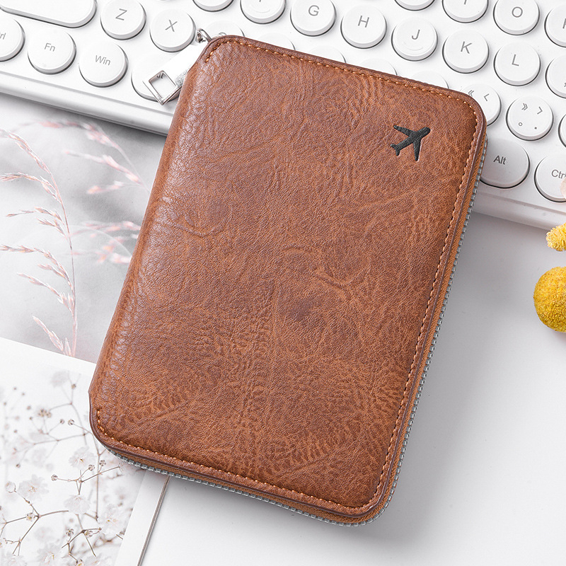 Pases ir dokumentų dėklas su užtrauktuku, didelė talpa, PU medžiaga, logotipo spausdinimas, kelionėms, unisex