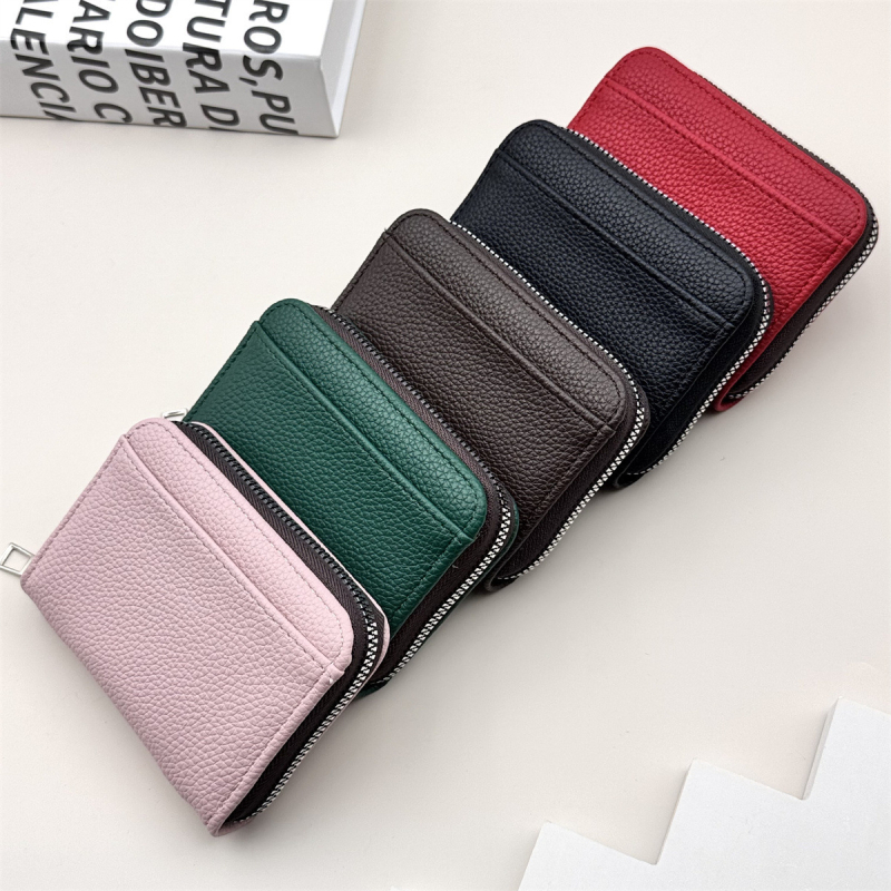 Kāršu maks ar monētu nodalījumu, liela ietilpība, universāls, PU materiāls, poliestera oderde, vienkrāsains dizains, Ziemas 2024