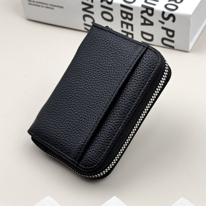 Kāršu maks ar monētu nodalījumu, liela ietilpība, universāls, PU materiāls, poliestera oderde, vienkrāsains dizains, Ziemas 2024