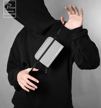 Τσαντάκι ταξιδιωτικών εγγράφων με προστασία RFID, αδιάβροχη τσάντα με ιμάντα στον ώμο και θήκη εισιτηρίων