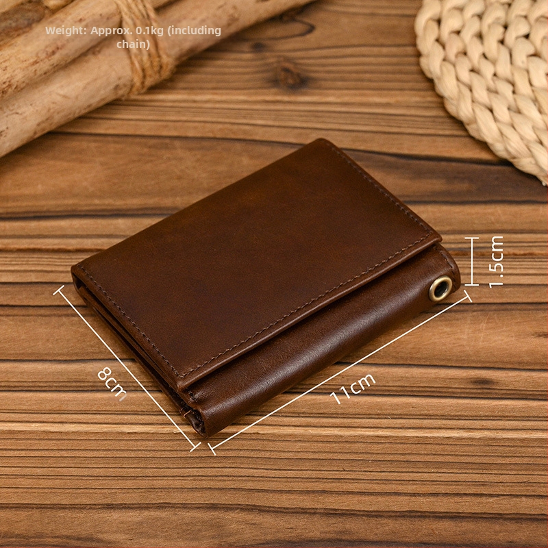 Pánska peňaženka z pravé kože, tri-fold, Crazy Horse koža, prvý vrstva hovädzej kože, proti krádeži, polyesterová podšívka