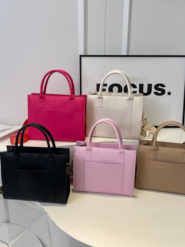 Crossbody tote somaņa - PU materiāls, ielu stils, horizontāla kvadrātveida forma, rāvējslēdzēja atvērums, iekšējā odere no sintētiskās ādas