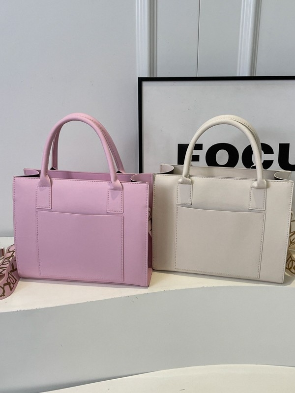 Geantă crossbody tote - material PU, stil street-trend, formă orizontal pătrată, fermoar, căptușeală din piele sintetică