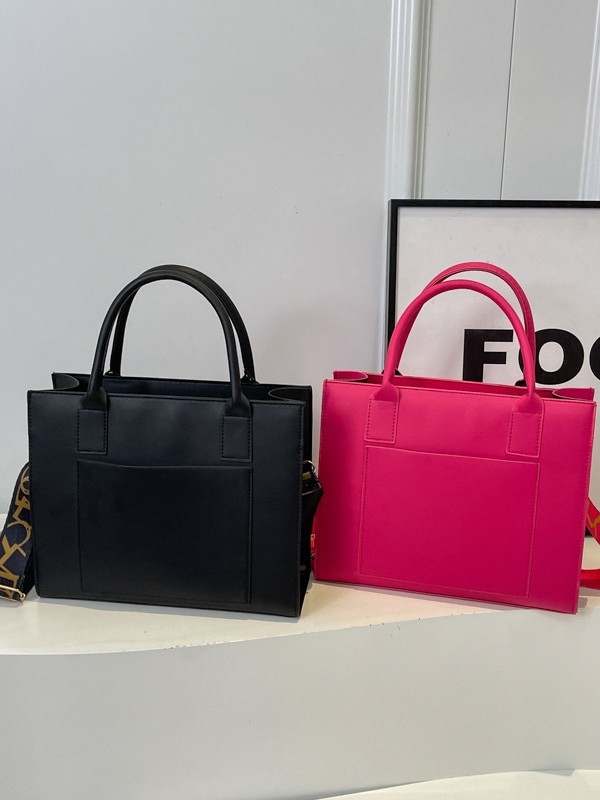 Geantă crossbody tote - material PU, stil street-trend, formă orizontal pătrată, fermoar, căptușeală din piele sintetică