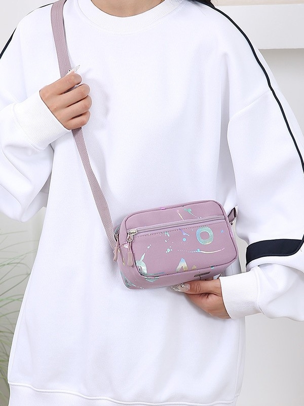 Кръстосана чанта с урбанистичен стил, Oxford плат, хоризонтална квадратна форма, цип за затваряне, джоб за ID карта