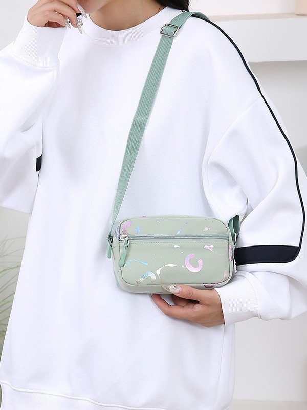 Кръстосана чанта с урбанистичен стил, Oxford плат, хоризонтална квадратна форма, цип за затваряне, джоб за ID карта