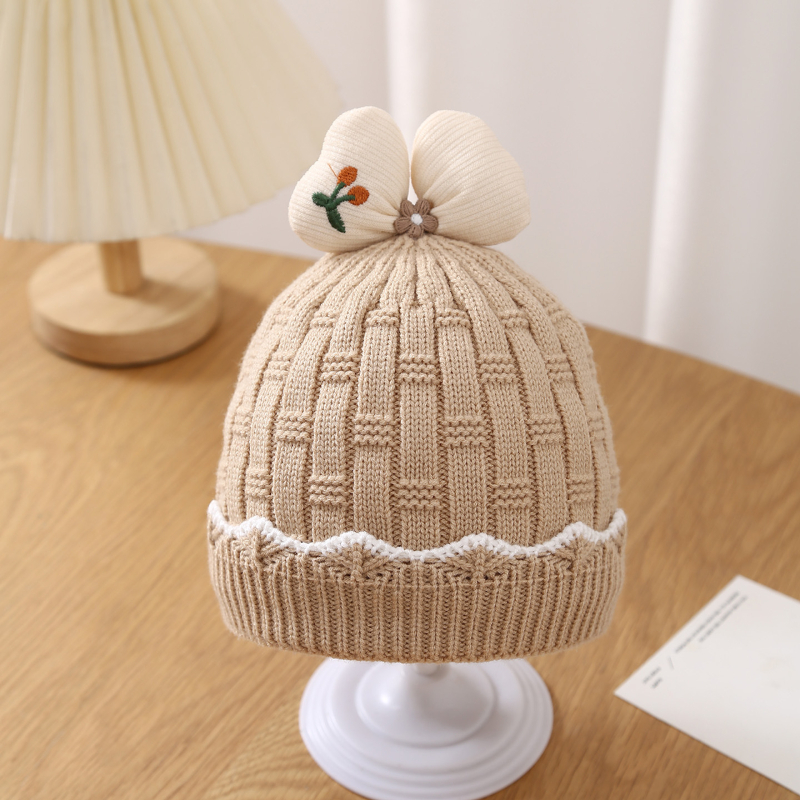 Pletena kapa za bebe – kupolast oblik, bez ruba, topla i otporna na vjetar, >96% pamuk, jacquard pletenje, za dob bebe 0–12 mjeseci