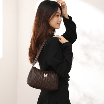 Geantă de umăr pentru femei cu broderie diamantată în formă de fluture, PU; formă orizontală pătrată; fermoar; căptușeală poliester; buzunar intern pentru telefon; curea de umăr simplă; stil proaspăt și dulce; Primăvara 2023