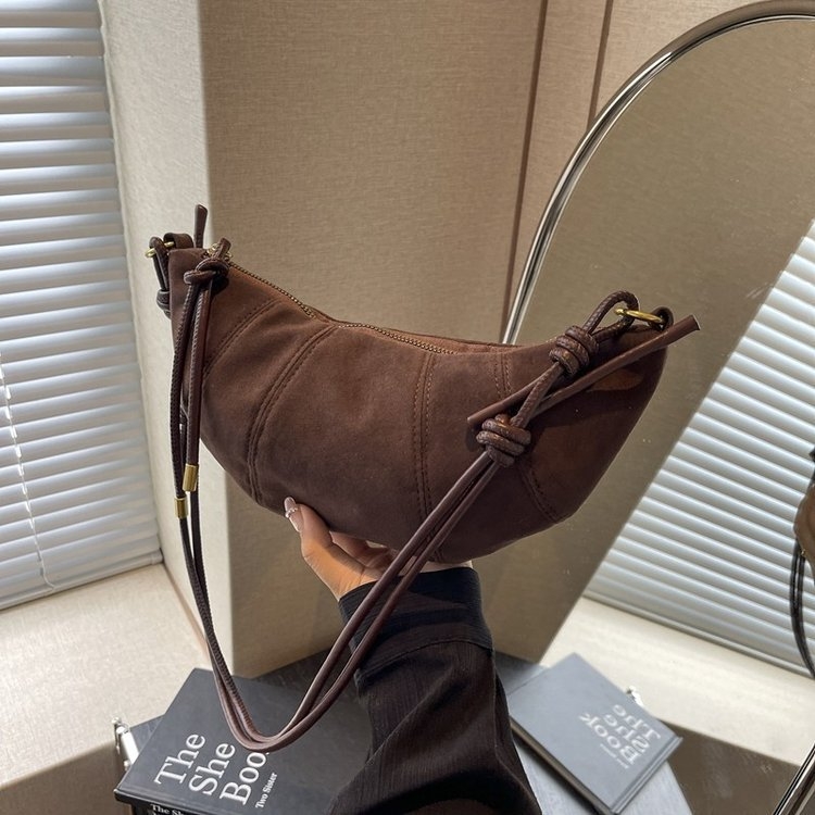 Crossbody torba dumpling oblika - gradski jednostavan stil, PU materijal, zip, poliester podstava, džep za mobitel, jedna naramenica, jesen 2024