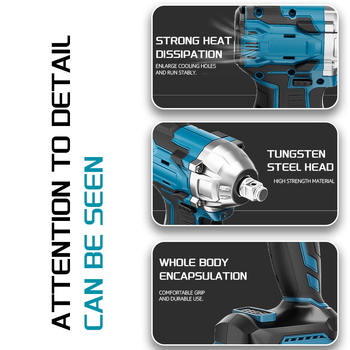 Безжичен ударен гайковерт Lai Jue, 21V Li‑ion батерия, 70 Nm момент на въртене, пистолетна дръжка, M27 захват, тегло 2,94 кг