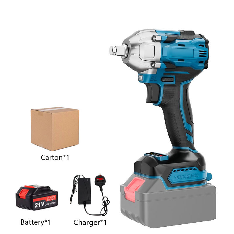 Безжичен ударен гайковерт Lai Jue, 21V Li‑ion батерия, 70 Nm момент на въртене, пистолетна дръжка, M27 захват, тегло 2,94 кг