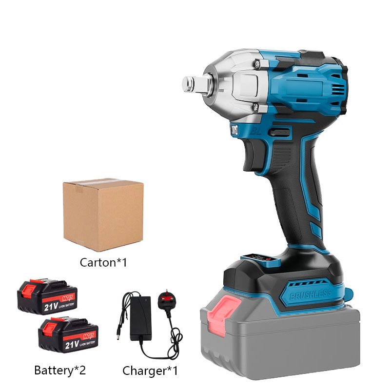 Безжичен ударен гайковерт Lai Jue, 21V Li‑ion батерия, 70 Nm момент на въртене, пистолетна дръжка, M27 захват, тегло 2,94 кг