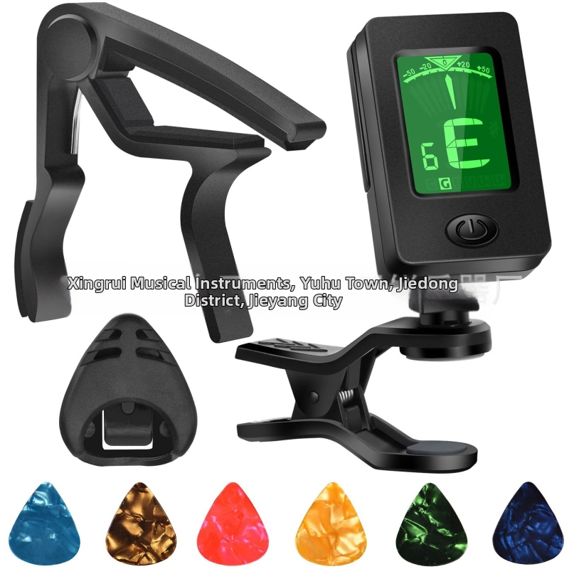 Σετ εξαρτημάτων κιθάρας με χορδές, πικ, capo, tuner και εργαλείο αλλαγής χορδών σε θήκη μεταφοράς; Υλικό: Μέταλλο/Ηλεκτρονικά/ABS; Μάρκα: XR; Για Δυτικά έγχορδα