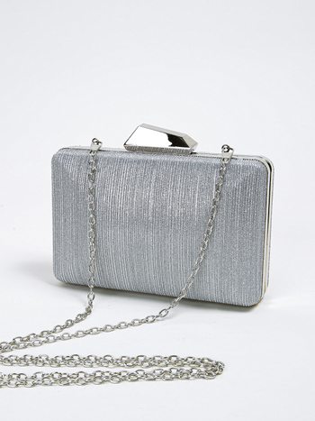 Νυχτερινή τσάντα με διαμαντένιες λεπτομέρειες, μονόχρωμο πολυεστερικό κλατς, οριζόντιος τετράγωνος σχήμα