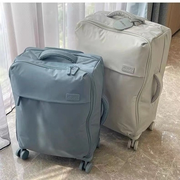 Bagaj cabin cu fermoar, din fibră de carbon, cu roți universale, căptușeală din Oxford