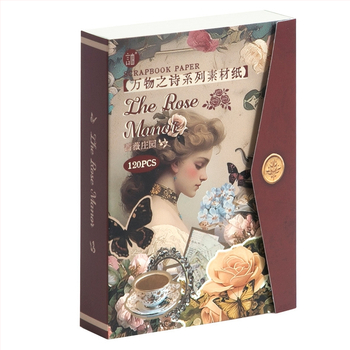 Drehop/Dreamxi retro stiliaus DIY dienoraščio popieriaus rinkinys, 120 puslapių 6 dizainais, svoris 212 g, spausdinimas.