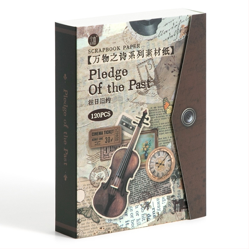 Drehop/Dreamxi retro stiliaus DIY dienoraščio popieriaus rinkinys, 120 puslapių 6 dizainais, svoris 212 g, spausdinimas.